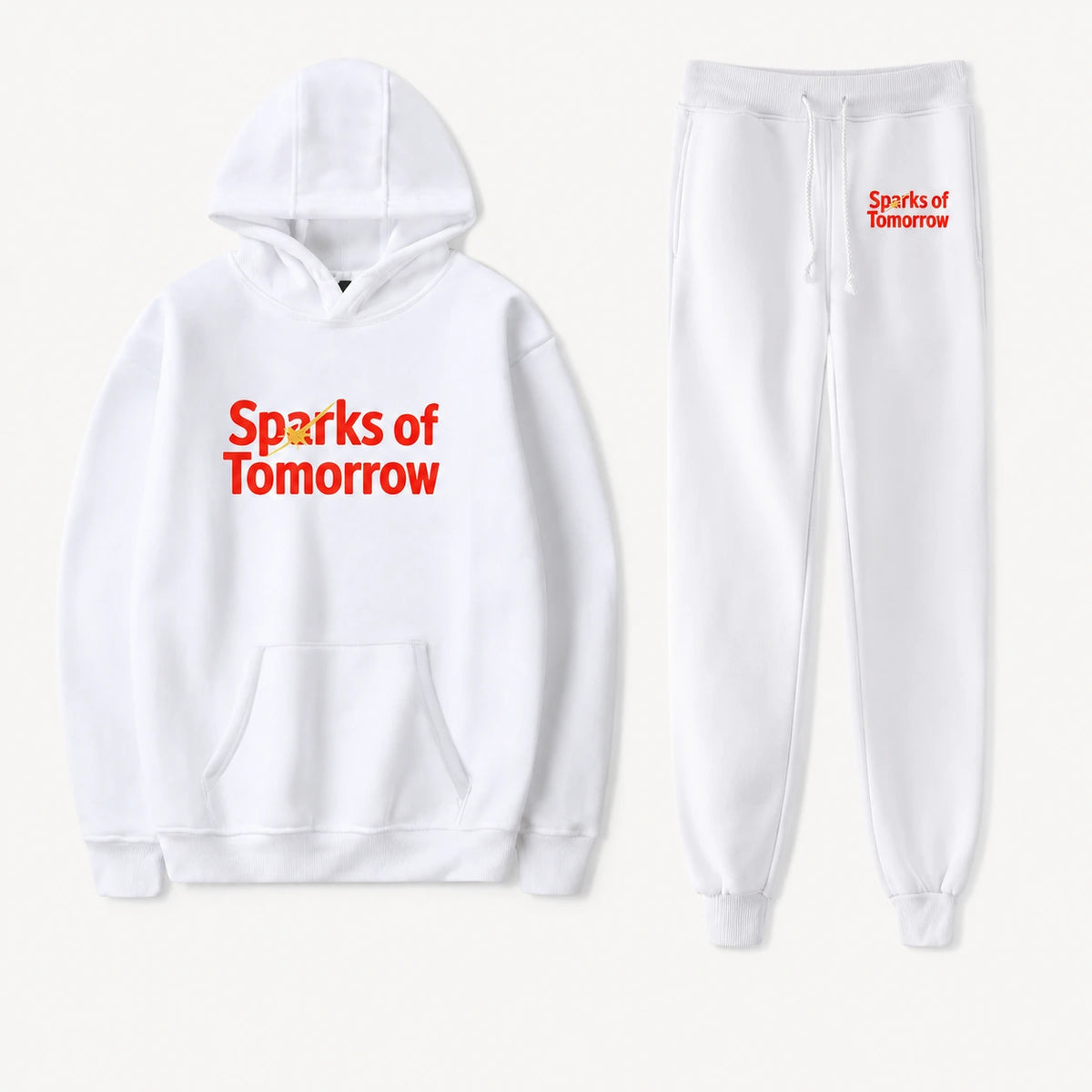 Sparks of Tomorrow White Hoodie and Joggers Set