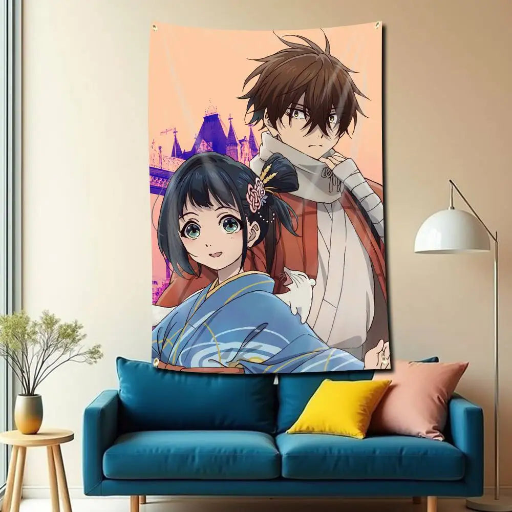 Sparks of Tomorrow Anime Kihachi and Inako Character Tapestry