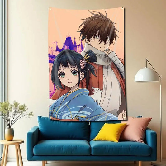 Sparks of Tomorrow Anime Kihachi and Inako Character Tapestry