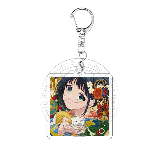 Sparks of Tomorrow Inako Momokawa Floral Cat Keychain
