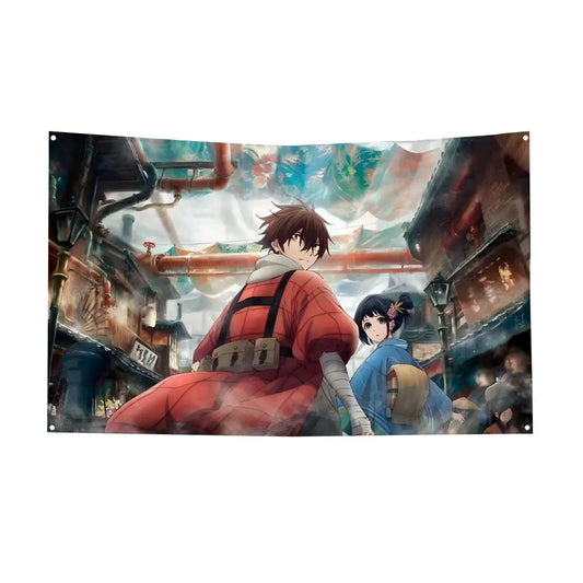 Sparks of Tomorrow Steampunk City Adventure Wall Tapestry