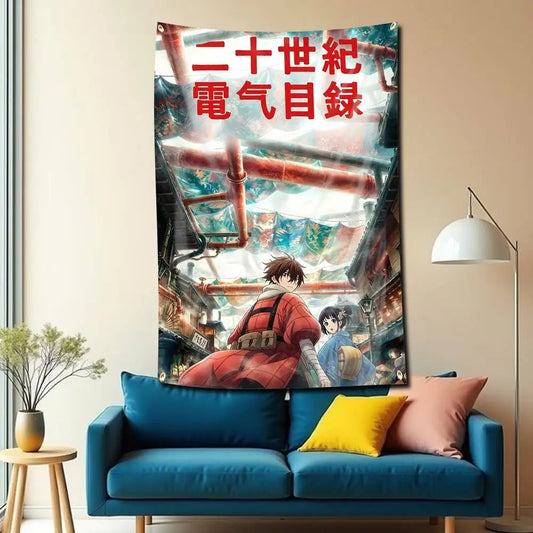 Sparks of Tomorrow Anime Kihachi and Inako Japanese City Tapestry