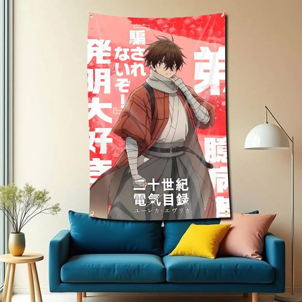 Sparks of Tomorrow Anime Kihachi Sakamoto Red Character Tapestry