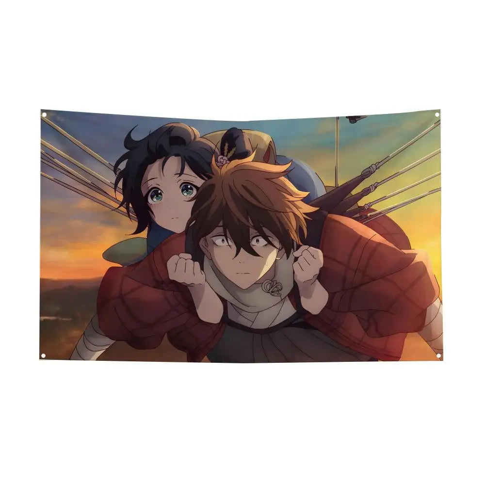 Sparks of Tomorrow Kihachi Sakamoto Carrying Inako Momokawa Sunset Wall Tapestry