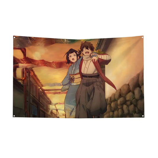 Sparks of Tomorrow Inako Momokawa and Kihachi Sakamoto Sunset Escape Wall Tapestry