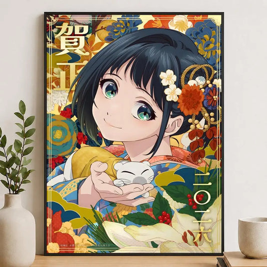 Sparks of Tomorrow Inako Momokawa Floral Kimono Poster