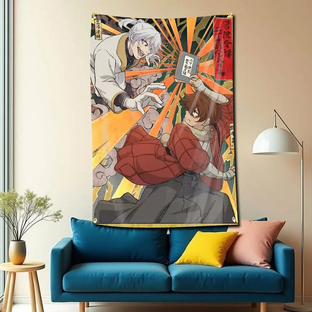 Sparks of Tomorrow Anime Kihachi Sakamoto Battle Scene Tapestry