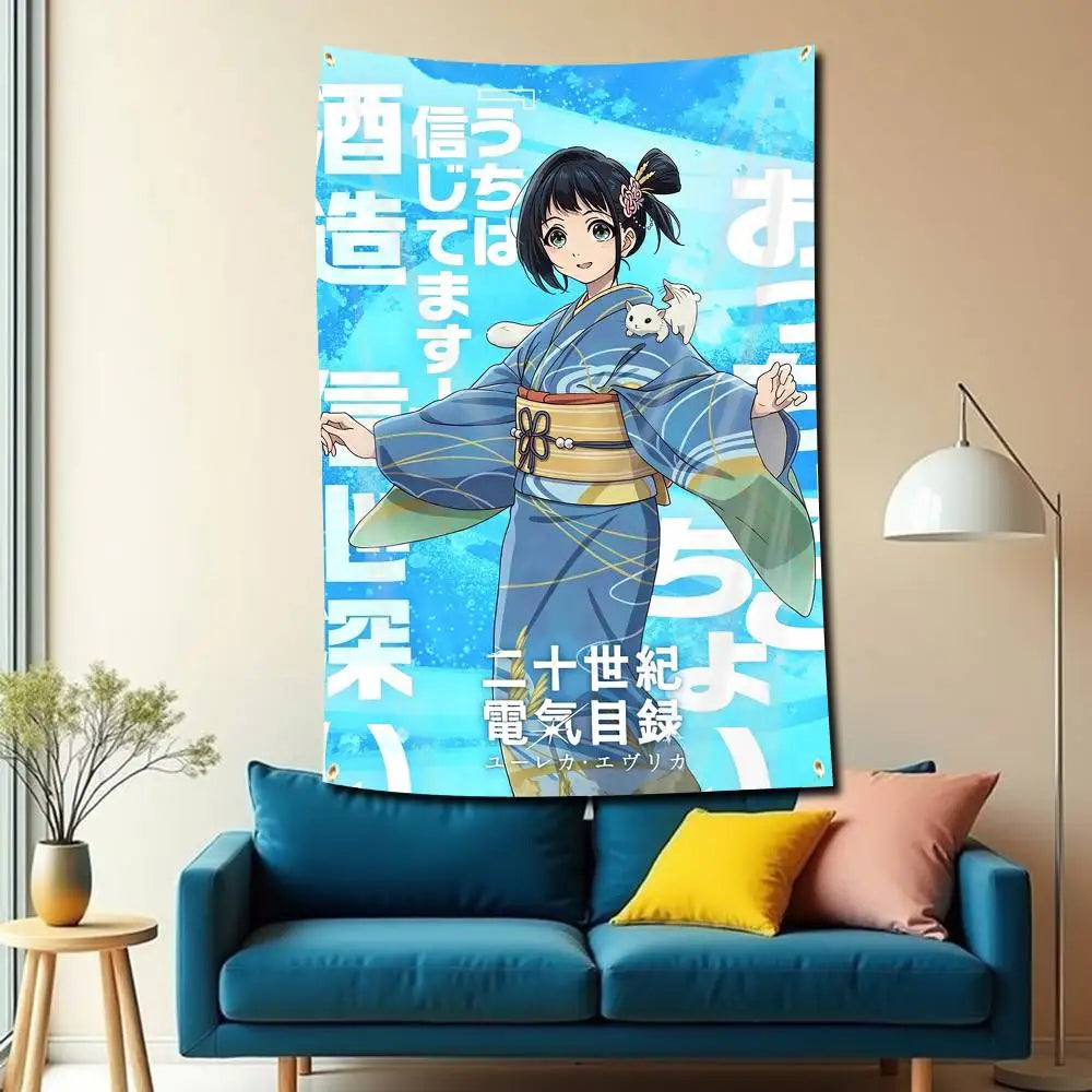 Sparks of Tomorrow Anime Inako Momokawa Blue Kimono Tapestry