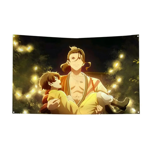 Sparks of Tomorrow Seiroku and Kihachi Sakamoto Golden Night Wall Tapestry