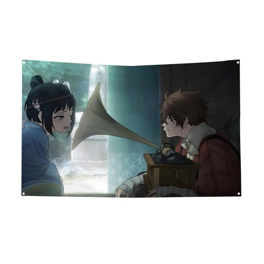Sparks of Tomorrow Inako Momokawa and Kihachi Sakamoto Gramophone Scene Wall Tapestry
